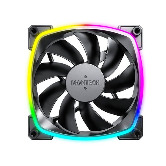 Ventilator MONTECH AX120 PWM, 120mm, 1600 okr/min, RGB, crni