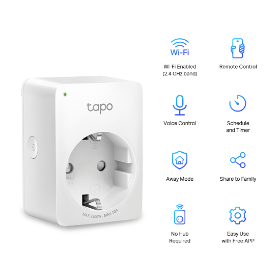 Bežična pametna utičnica TP-Link Tapo P100, paljenje/gašenje uređaja putem mobilne aplikacije, WiFi