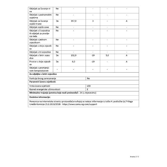 Hladnjak SAMSUNG RT47CB662622EO, kombinirani, 183cm, 357/108l, energetski razred E, crni
