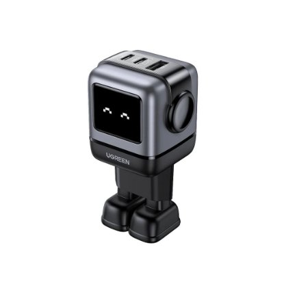 Kućni punjač UGREEN Nexode RG, 65W, 1x USB-A, 2x USB-C, LED ekran, crno-sivi