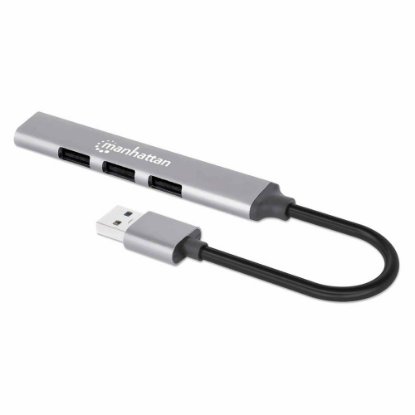 USB HUB MANHATTAN, 4-portni, 1xUSB 3.0, 3xUSB 2.0, aluminijski, srebrni