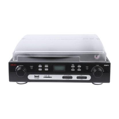 Gramofon AKAI ATT-15C, USB, SD, BT, FM radio, kazetofon, ugrađeni zvučnici, crni