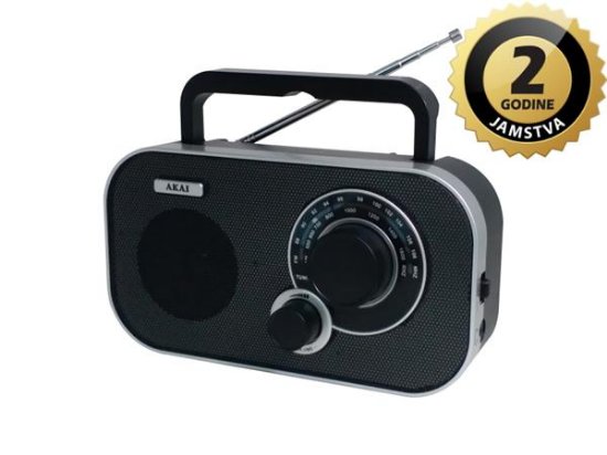 Prijenosni radio uređaj AKAI APR-5112, FM, AM, analogna skala, AC, DC, crni