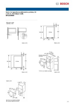Ugradbena mikrovalna pećnica BOSCH BFL523MS0, 800 W, 20 l, 59x38 cm, inox