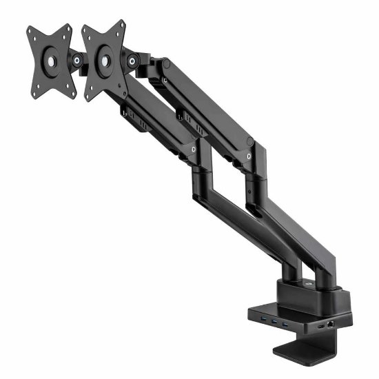 Stalak za monitor MANHATTAN 461887, za dva monitora, stolni, 17" do 32", 8u1 docking, crni