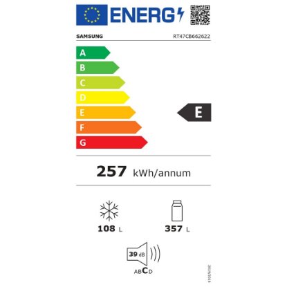 Hladnjak SAMSUNG RT47CB662622EO, kombinirani, 183cm, 357/108l, energetski razred E, crni