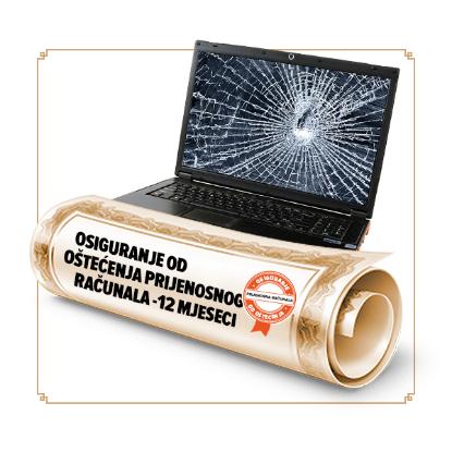 Osiguranje od oštećenja laptopa u trajanju od 12 mjeseci - vrijednosti uređaja 995,43-1493,13 €