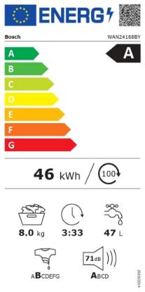 Perilica rublja BOSCH WAN24168BY, 8 kg, 1200 o/min, Eco Silence Drive, energetski razred A, bijela