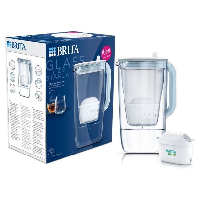Vrč za filtriranje vode BRITA GlassJug ONE MX Pro, stakleni, 2,5 l, svijetlo plavi