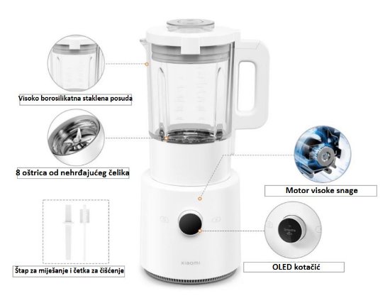 Blender XIAOMI MPBJ001ACM-1A, Smart, 1000 W, 1,6 l, bijeli