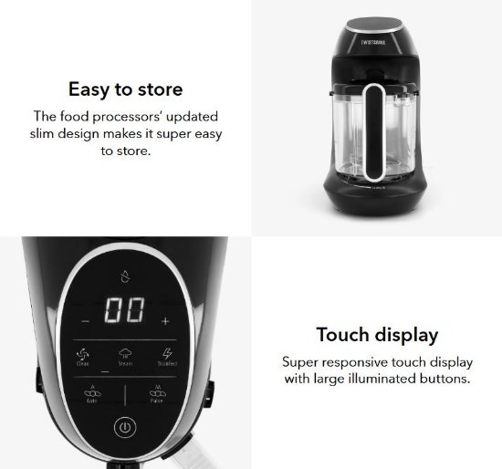 Baby kuhalo TWISTSHAKE 78660 V2, Baby Food Processor Black V2, 6u1, crno