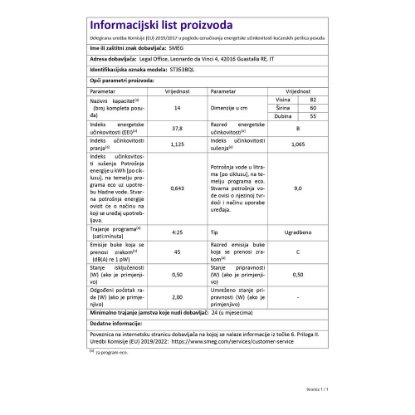 Ugradbena perilica posuđa SMEG ST353BQL, 60 cm, 14 kompleta, Aqua Stop, energetski razred B, crna