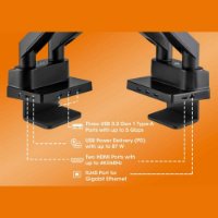 Stalak za monitor MANHATTAN 461887, za dva monitora, stolni, 17" do 32", 8u1 docking, crni