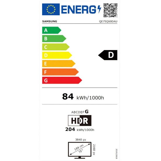 QLED TV 75" SAMSUNG QE75Q60DAUXXH, Tizen, 4K UHD, DVB-T2/C/S2, HDMI, Wi-Fi, BT, USB, energetski razred D