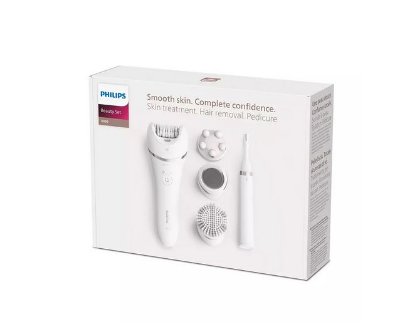 Epilator PHILIPS BRE740/90, bežičan, 12 nastavaka, bijeli