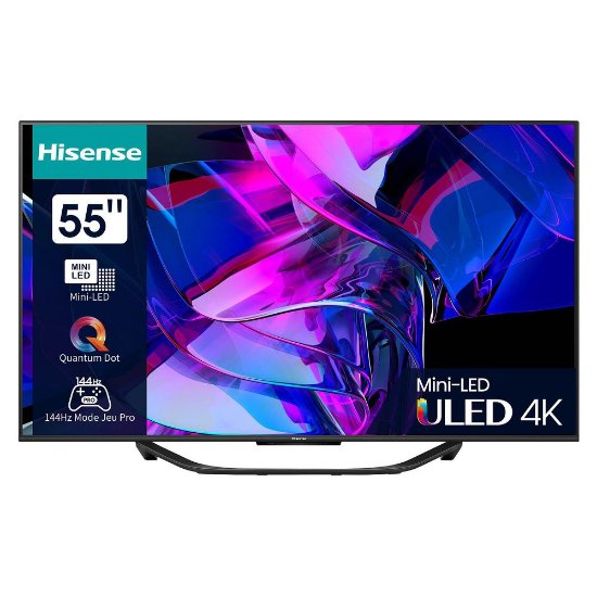 RABLJENI - Mini-LED TV 55" HISENSE 55U7KQ, Smart TV, 4K UHD, 144Hz, DVB-T2/C/S2, HDMI, Wi-Fi, USB, LAN - energetski razred F