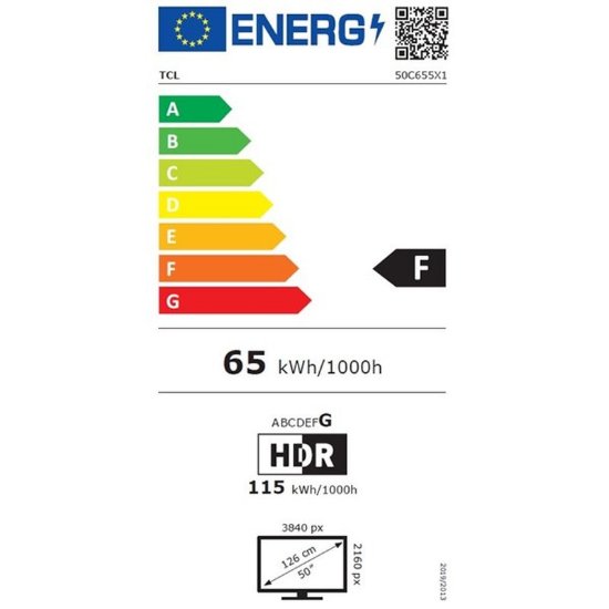 IZLOŽBENI - QLED TV 50" TCL 50C655, Android TV, 4K UHD, DVB-T2/C/S2, HDMI, Wi-Fi, USB, BT, energetski razred F