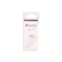 Kućni punjač OCTIO Volta AC45W Dual GaN, USB-A + USB-C, PD 45W, bijeli