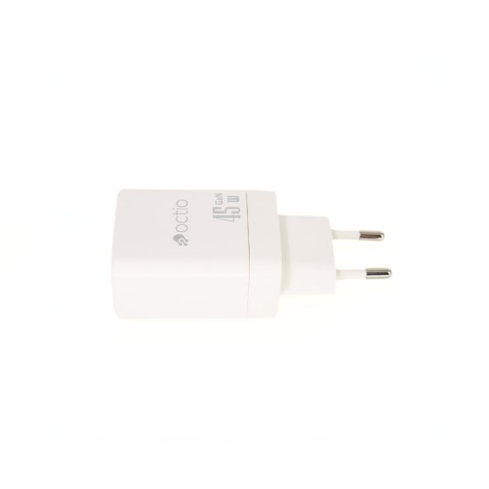 Kućni punjač OCTIO Volta AC45W Dual GaN, USB-A + USB-C, PD 45W, bijeli